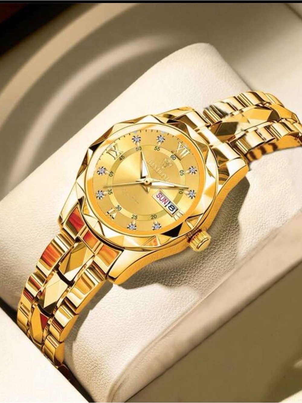 Women's Gold Bracelet Watch with Day-Date Display - Picture 2 of 2